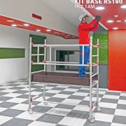 RAPIDO SUPER RS180 - Scaffold tower with safe assembly system. INCLUDES foldable kit and 4 wheels with brake. Standard dimensions cm 100x180