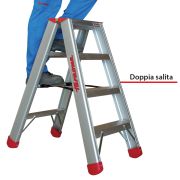 ND - Scala a forbice in alluminio a doppia salita - Double sided A-frame ladder with wide rungs.