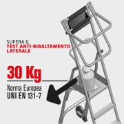 SMT - Scala professionale a castello in alluminio - Warehouse ladder in compliance with EN 131.7 with side stabilizers.
