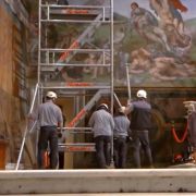 Special scaffold tower for the Sistine Chapel  - Restoration work with Faraone in the Sistine Chapel